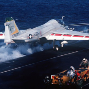 Fresh water aboard Midway was critical to building up enough fresh-water steam to accelerate this A-6E Intruder from 0 to approximately 150 miles per hour in only three seconds. Photo: USS Midway Museum