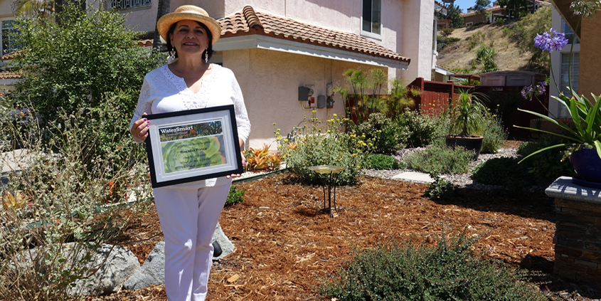 Former water conservation class graduate and rebate recipient Rosalba Ponce from Chula Vista was named the Otay Water District's 2018 winner for “Best in District.” Photo: Courtesy Otay Water District Landscape Makeover