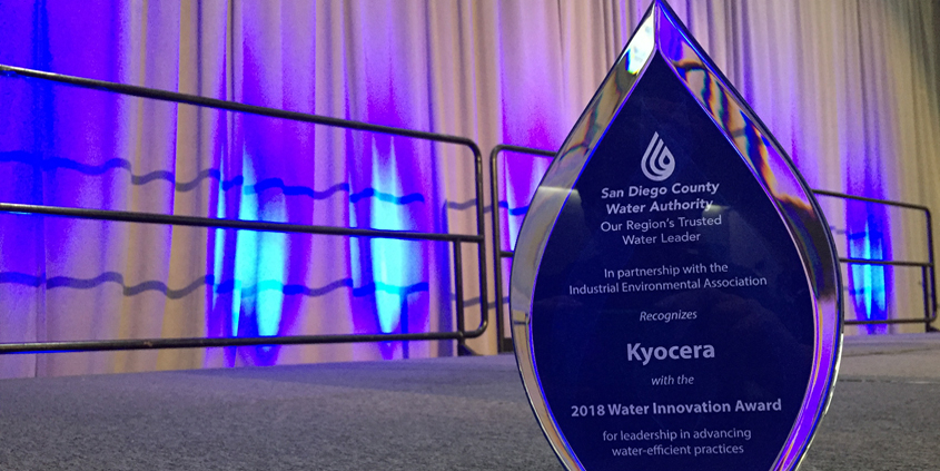 The San Diego County Water Authority presented its inaugural Water Innovation & Efficiency Award to Kyocera. Photo: Water Authority