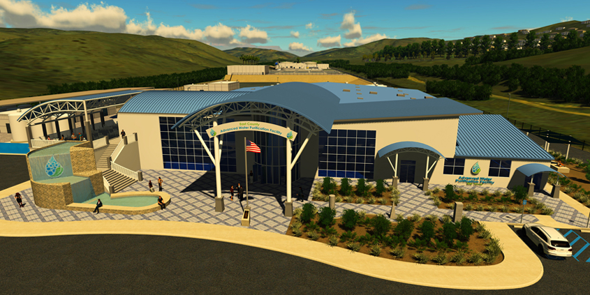 An artist's rendering of the new Padre Dam Visitor Center at the East County Water Purification Treatment Center. Graphic: Gourtesy Padre Dam Municipal Water District water repurification water reliability