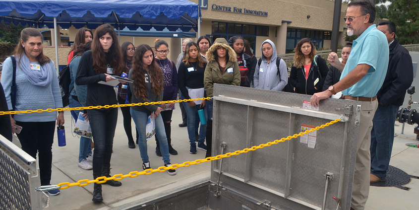 Prospective students tour the Cuyamaca College Water and Wastewater Technology lab facilities during a recent open house. Photo: Water Authority