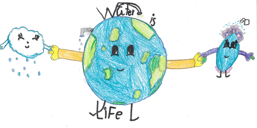 The youngest top winner of the Sweetwater Authority "Water Is Life" poster contest is Christian Chavez, grade 2, El Toyon Elementary School.