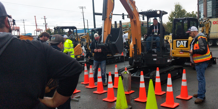Bobby Bond Jr. works the mini-excavator during competition at the 2019 American Public Works Assoiation (APWA) National Skills ROADEO. Photo: Courtesy Natassia Bond