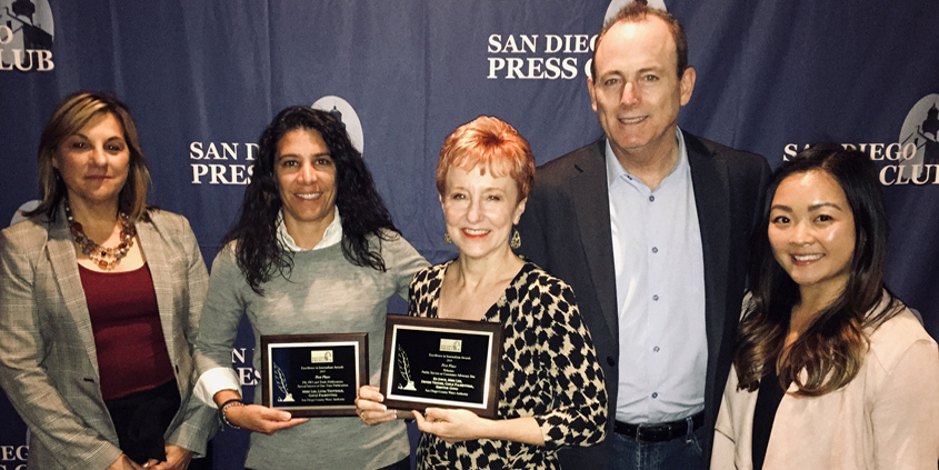 Members of the Water Authority at the San Diego Press Club Journalism Awards (L to R): Denise Vedder, Litsa Tzotzolis, Gayle Falkenthal, Ed Joyce, Kristiene Gong. Photo: Water Authority