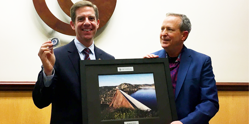 Rep. Mike Levin and San Diego County Water Authority Board Chair Jim Madaffer on November 6, 2019.