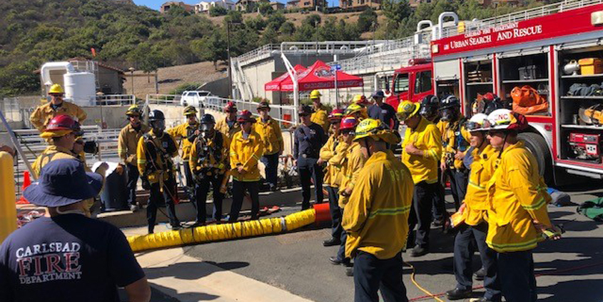 North San Diego County fire agencies teamed up in November with the Vallecitos Water District for confined space training drills. Photo: Vallecitos Water District