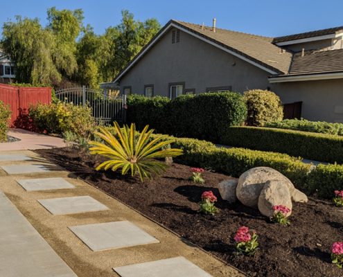 Homeowner Eileen Koonce discovered watersmart landscaping can be colorful and attractive. Photo: Vallecitos Water District example watersmart landscaping