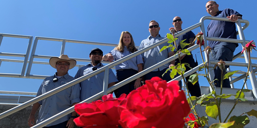 (L to R) Vallecitos Water District employees at the Meadowlark Water Reclamation Facility: Ivan Murguia, Arturo Sanchez, Dawn McDougle, Chris Deering, Marc Smith, and Matt Wiese. Photo: Vallecitos Water District employees