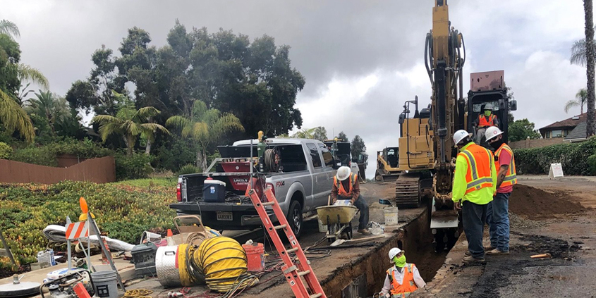 The Fallbrook PUD Board tour group initially drove from the FPUD administration building to the Alturas Road plant and then traveled along the pipeline alignment before arriving at the Gheen Pump Station. Photo: Fallbrook Public Utilities District