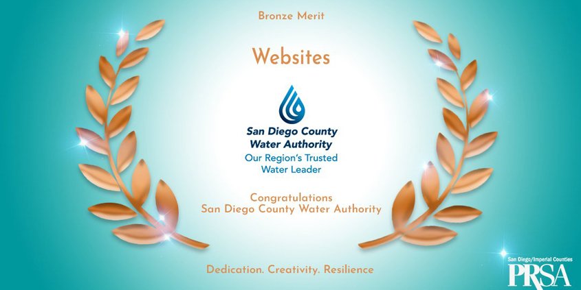 The Water Authority's Water News Network won a Bronze Bernays Award from the Public Relations Society of America San Diego/Imperial Chapter.