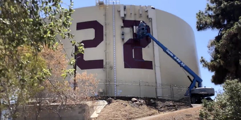 Fallbrook PUD recently completed the annual painting of Rattlesnake Tank to salute the Class of 2022. Photo: Fallbrook PUD