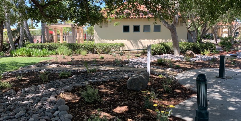 A clubhouse renovation-HOA-Vallecitos Water District-Water ConservationterSmart landscape upgrade at an Escondido community. Photo: Vallecitos Water District