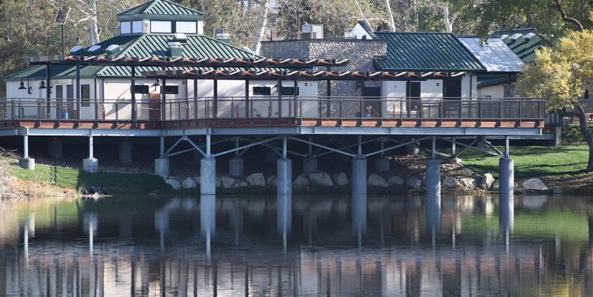 The popular dining deck at award-winning Santee Lakes. Photo: Padre Dam Municipal Water District