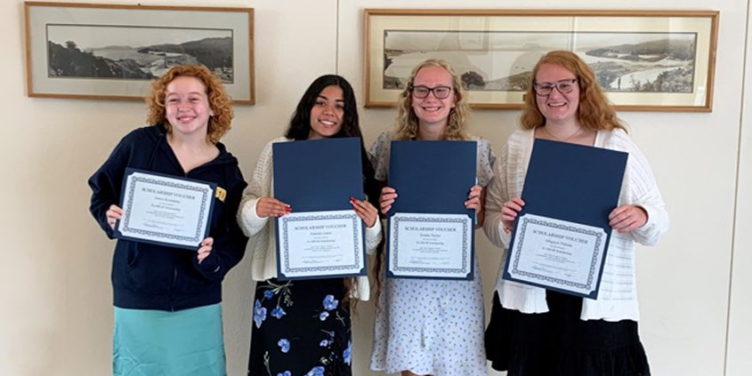 (L to R) Left to right: Scholarship winners Grace Koumaras, Jennifer Galan, Emilie Taylor, and Abigayle Paliotti. (Not pictured: Samantha Bailey, Kenneth Morales Reyes, and Mateo Sulejmani). Photo: Vista Irrigation District